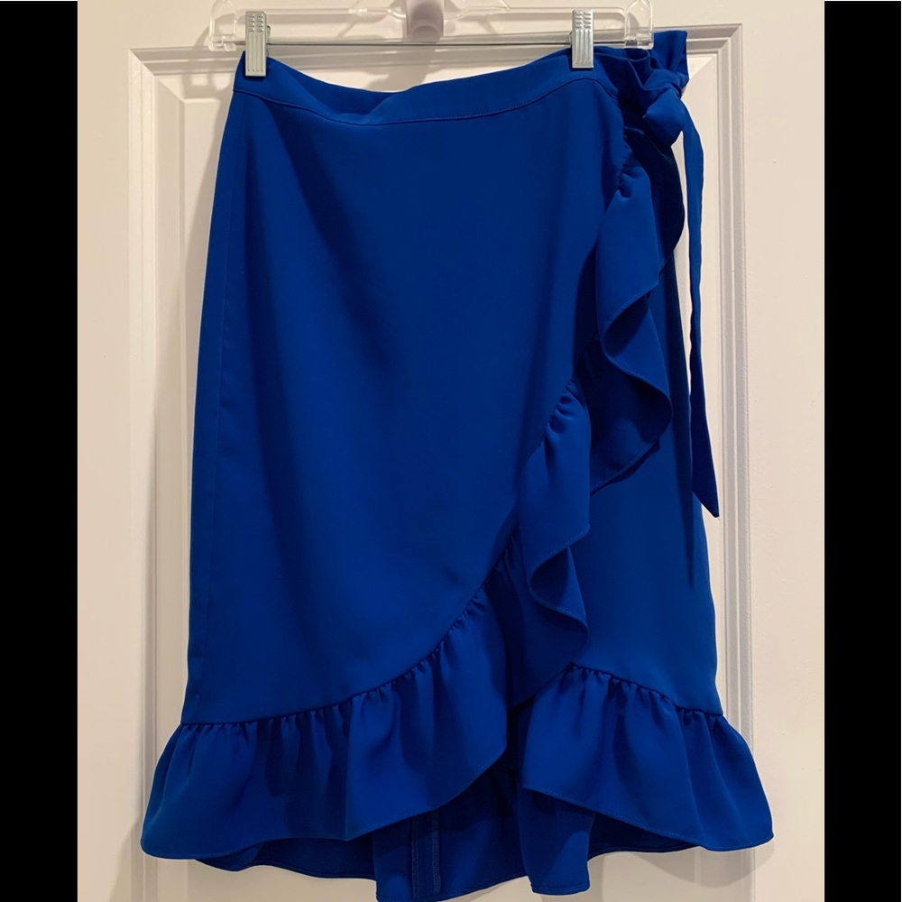 Express Royal Blue Ruffle Wrap Skirt XS